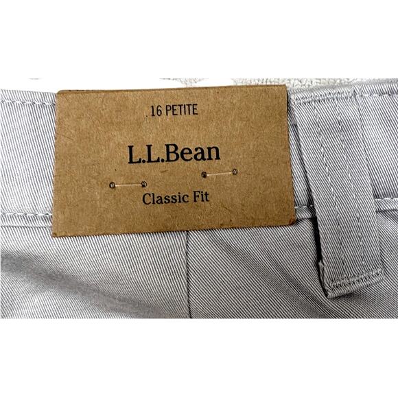 LL Bean Flannel Lined Pants Women Size 16P Petite Gray Chino Classic Fit Casual - Picture 3 of 11